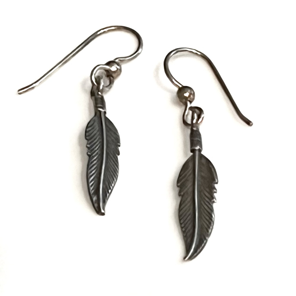 BOGO >  Old Pawn Vintage Navajo Sterling Silver Wire Drop Earrings